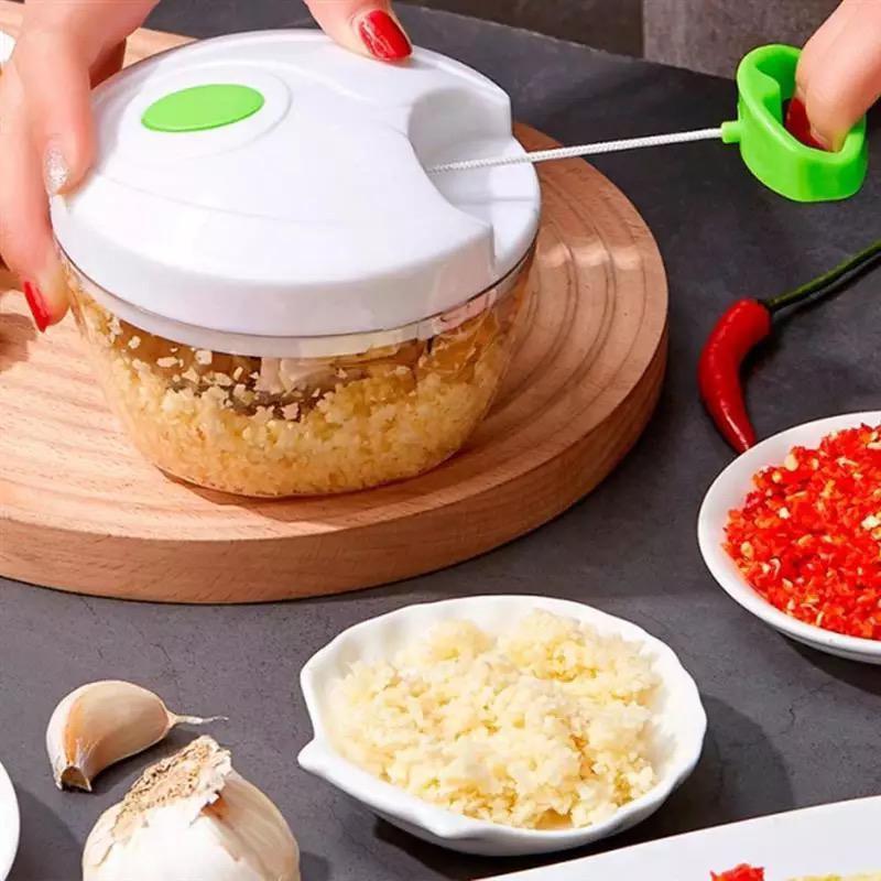 Mini Processador Triturador de Alimentos Manual com 3 Lâminas