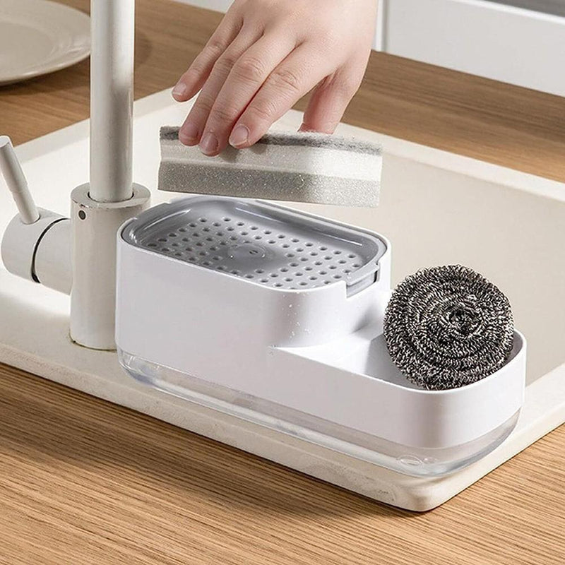 Porta Esponja com Dispenser de Detergente para Cozinha