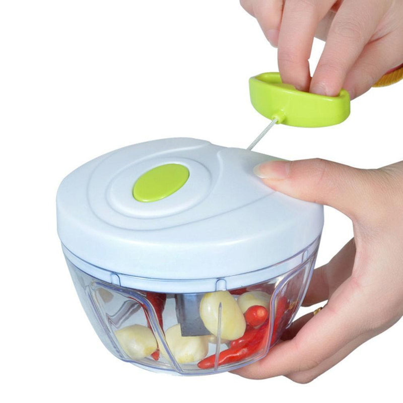 Mini Processador Triturador de Alimentos Manual com 3 Lâminas
