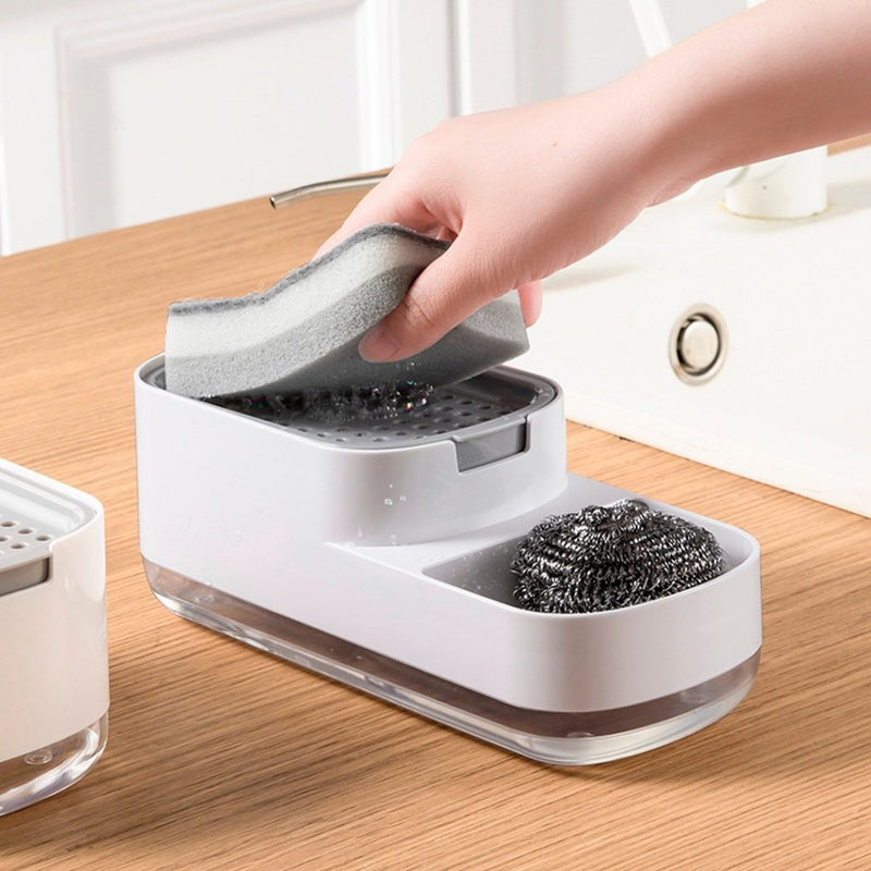 Porta Esponja com Dispenser de Detergente para Cozinha