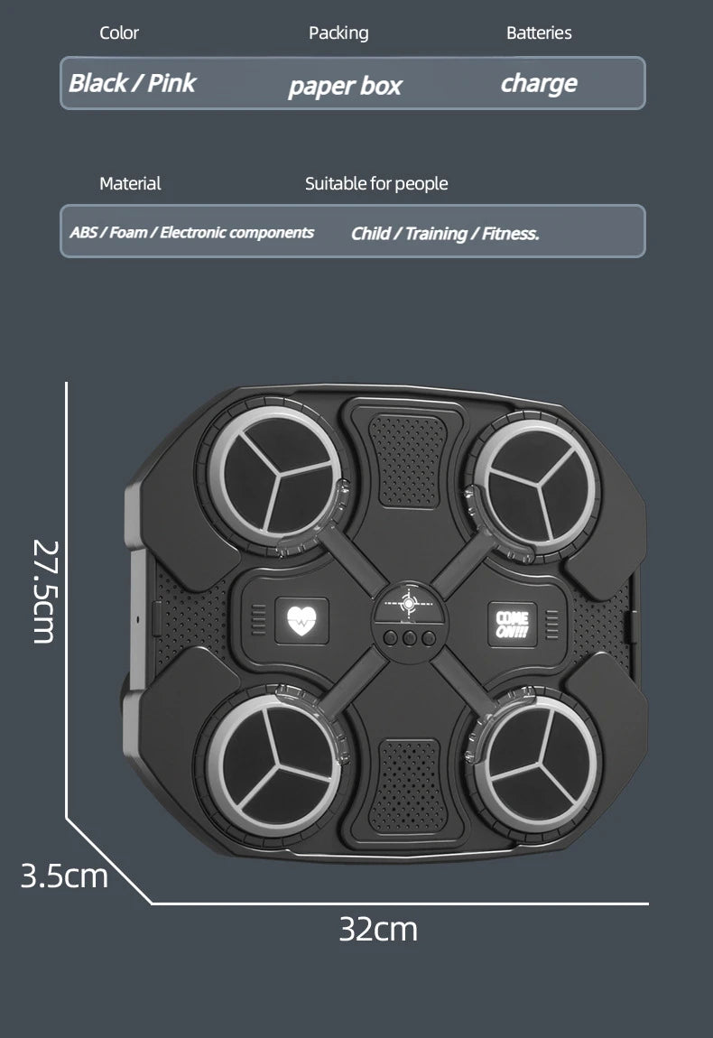 Home Stress Relief Bluetooth Musical Boxing Target Fitness Rhythm Trainer Electron Reaction Target No Drilling Boys Toys Gifts