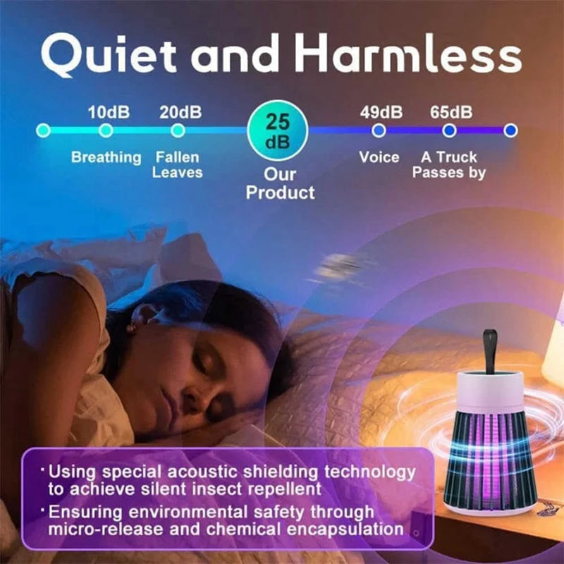 Lâmpada armadilha para mosquito com luz UV e recarga USB