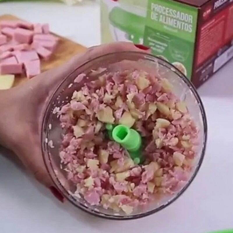 Mini Processador Triturador de Alimentos Manual com 3 Lâminas