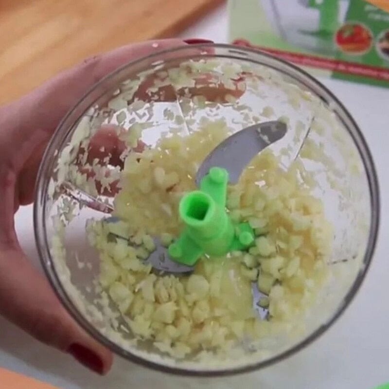 Mini Processador Triturador de Alimentos Manual com 3 Lâminas