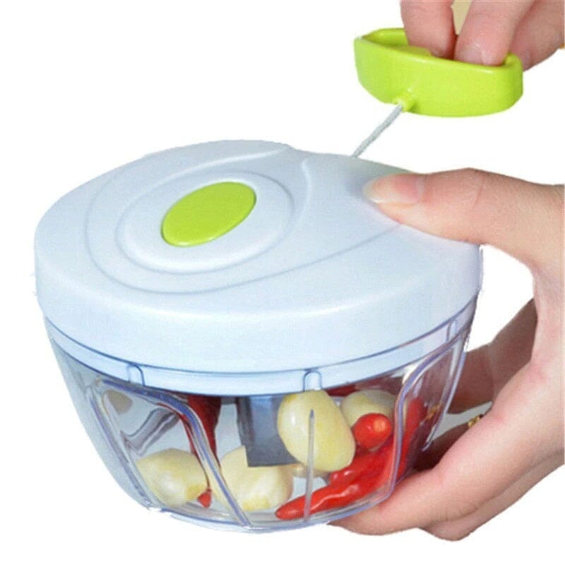 Mini Processador Triturador de Alimentos Manual com 3 Lâminas